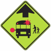 School Bus Stop Ahead Sign